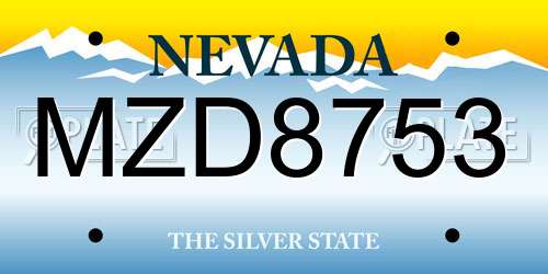 MZD8753 Nevada License Plate
