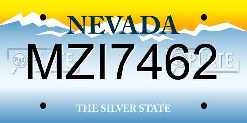MZI7462 Nevada License Plate