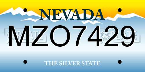 MZO7429 Nevada License Plate