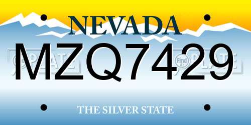 MZQ7429 Nevada License Plate