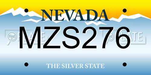MZS276 Nevada License Plate