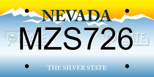 MZS726 Nevada License Plate