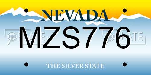 MZS776 Nevada License Plate