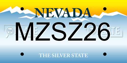 MZSZ26 Nevada License Plate