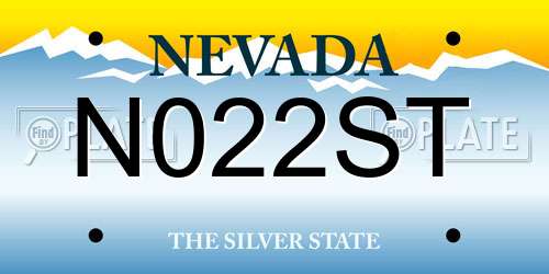 N022ST Nevada License Plate