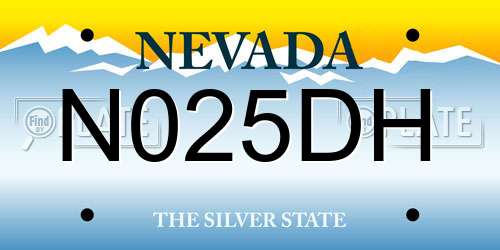 N025DH Nevada License Plate