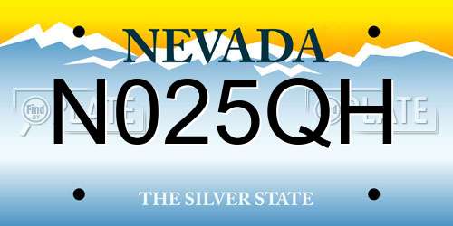 N025QH Nevada License Plate