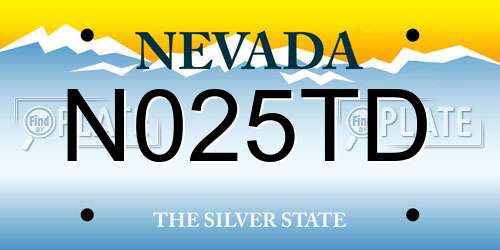 N025TD Nevada License Plate