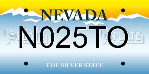 N025TO Nevada License Plate