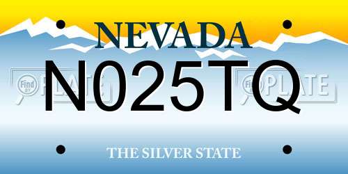 N025TQ Nevada License Plate