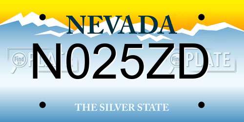 N025ZD Nevada License Plate