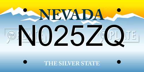 N025ZQ Nevada License Plate