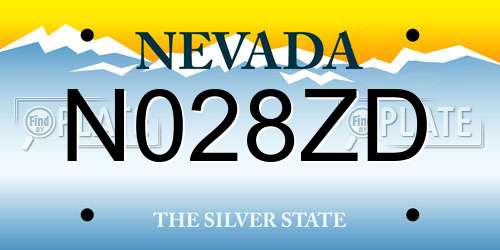 N028ZD Nevada License Plate