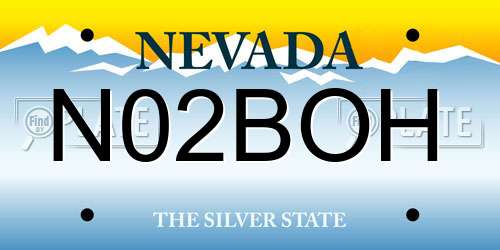 N02BOH Nevada License Plate