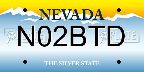 N02BTD Nevada License Plate