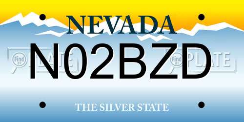 N02BZD Nevada License Plate