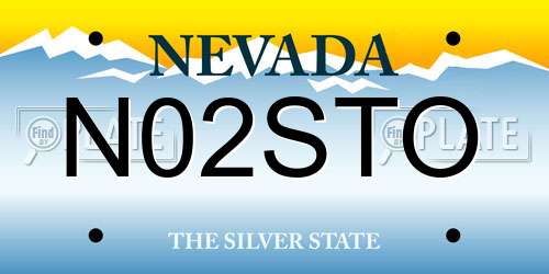 N02STO Nevada License Plate