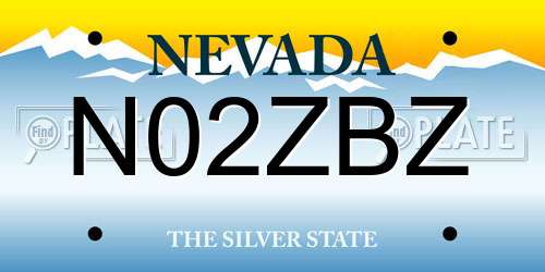 N02ZBZ Nevada License Plate