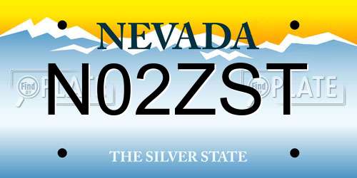 N02ZST Nevada License Plate