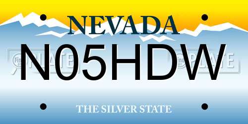 N05HDW Nevada License Plate