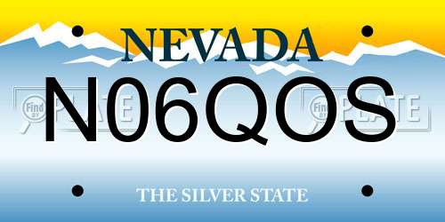 N06QOS Nevada License Plate
