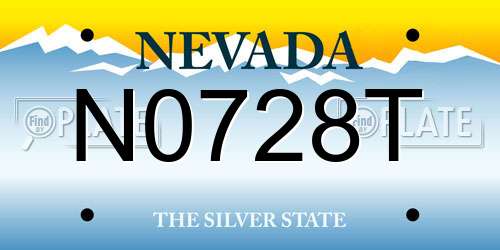 N0728T Nevada License Plate