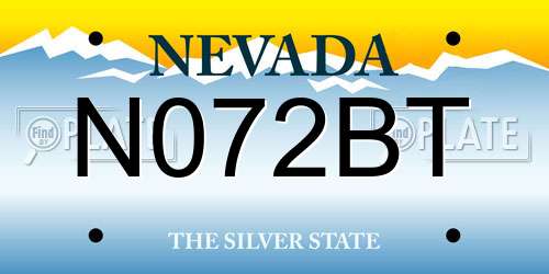 N072BT Nevada License Plate