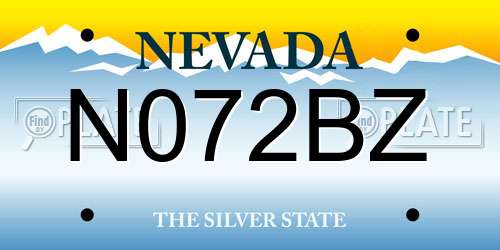 N072BZ Nevada License Plate