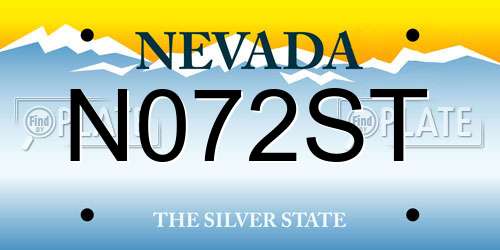N072ST Nevada License Plate
