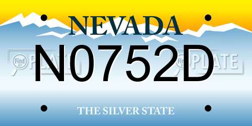 N0752D Nevada License Plate