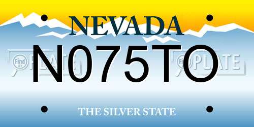 N075TO Nevada License Plate