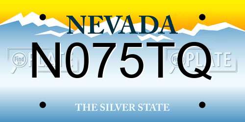 N075TQ Nevada License Plate