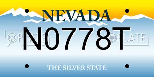 N0778T Nevada License Plate