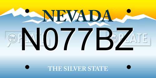 N077BZ Nevada License Plate