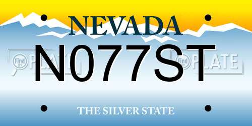 N077ST Nevada License Plate