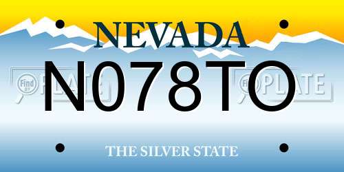 N078TO Nevada License Plate