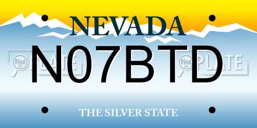 N07BTD Nevada License Plate