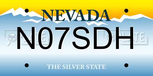 N07SDH Nevada License Plate
