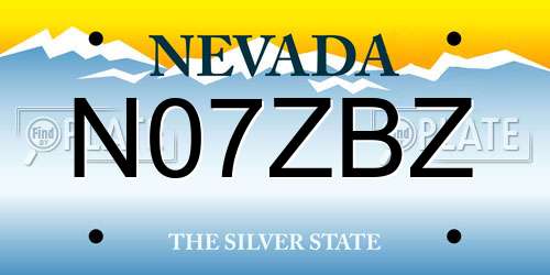 N07ZBZ Nevada License Plate