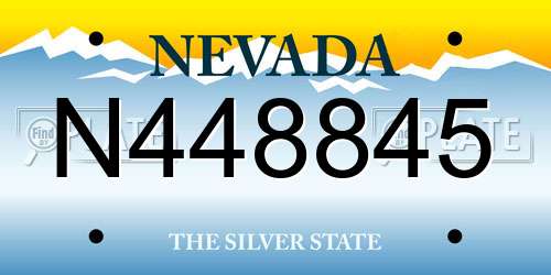 N448845 Nevada License Plate