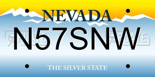 N57SNW Nevada License Plate