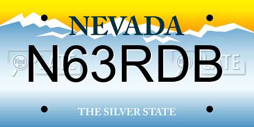 N63RDB Nevada License Plate