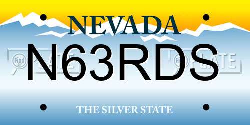 N63RDS Nevada License Plate