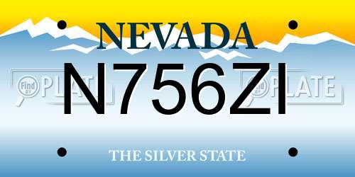 N756ZI Nevada License Plate