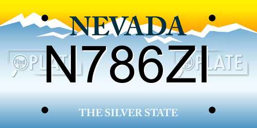 N786ZI Nevada License Plate