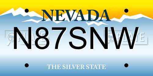 N87SNW Nevada License Plate