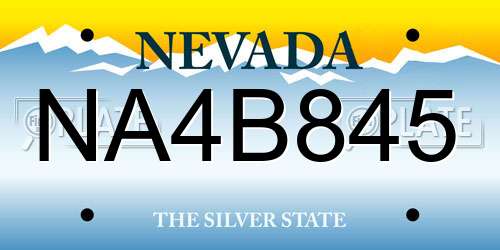 NA4B845 Nevada License Plate