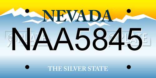 NAA5845 Nevada License Plate