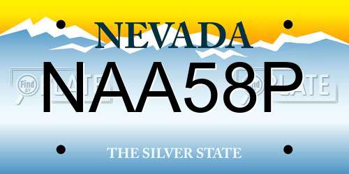 NAA58P Nevada License Plate