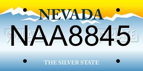 NAA8845 Nevada License Plate